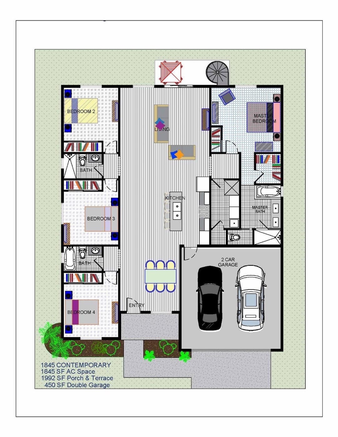 4 Bedroom 2 Bathroom Modern House Architectural Plans 4 287 SQ FT Etsy