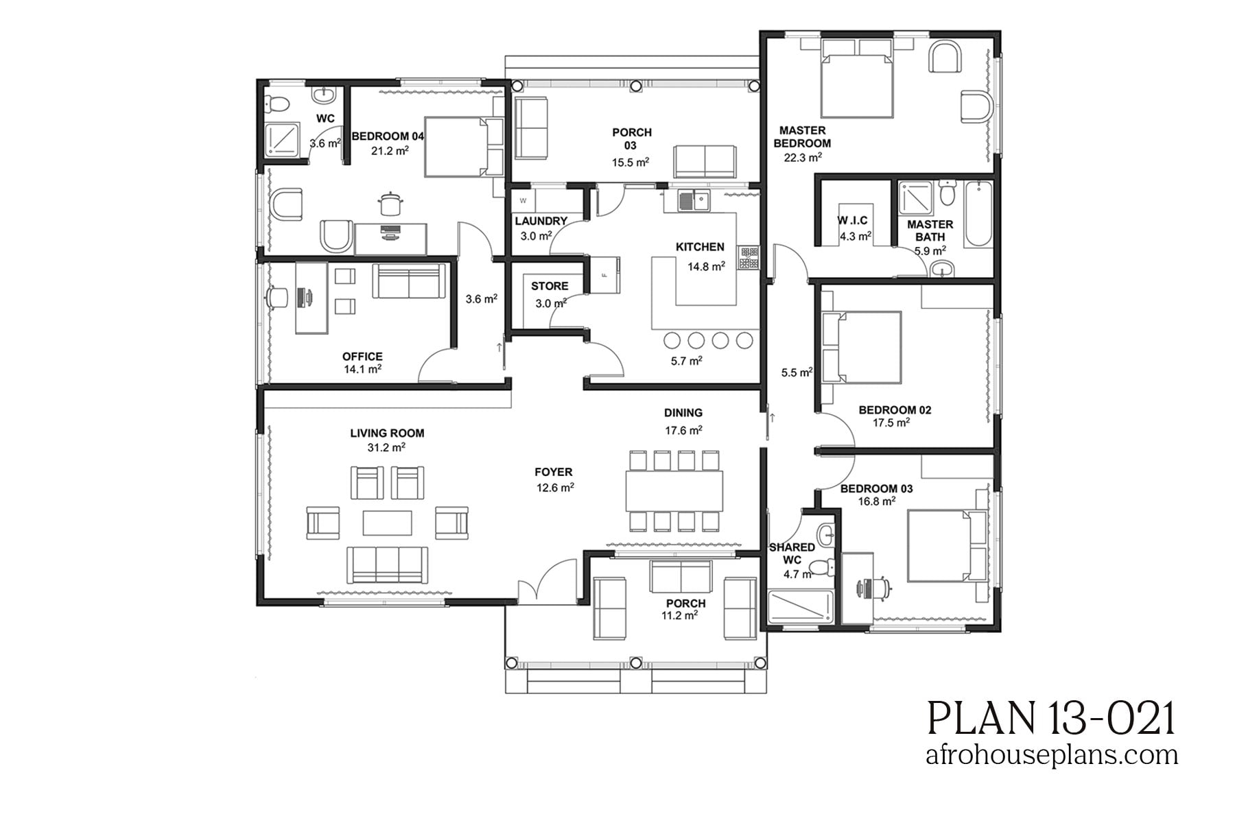 4 Bedroom Bungalow House Design 13 025 AfroHousePlans 4 Bedroom Bungalow House Design 13 025 AfroHousePlans
