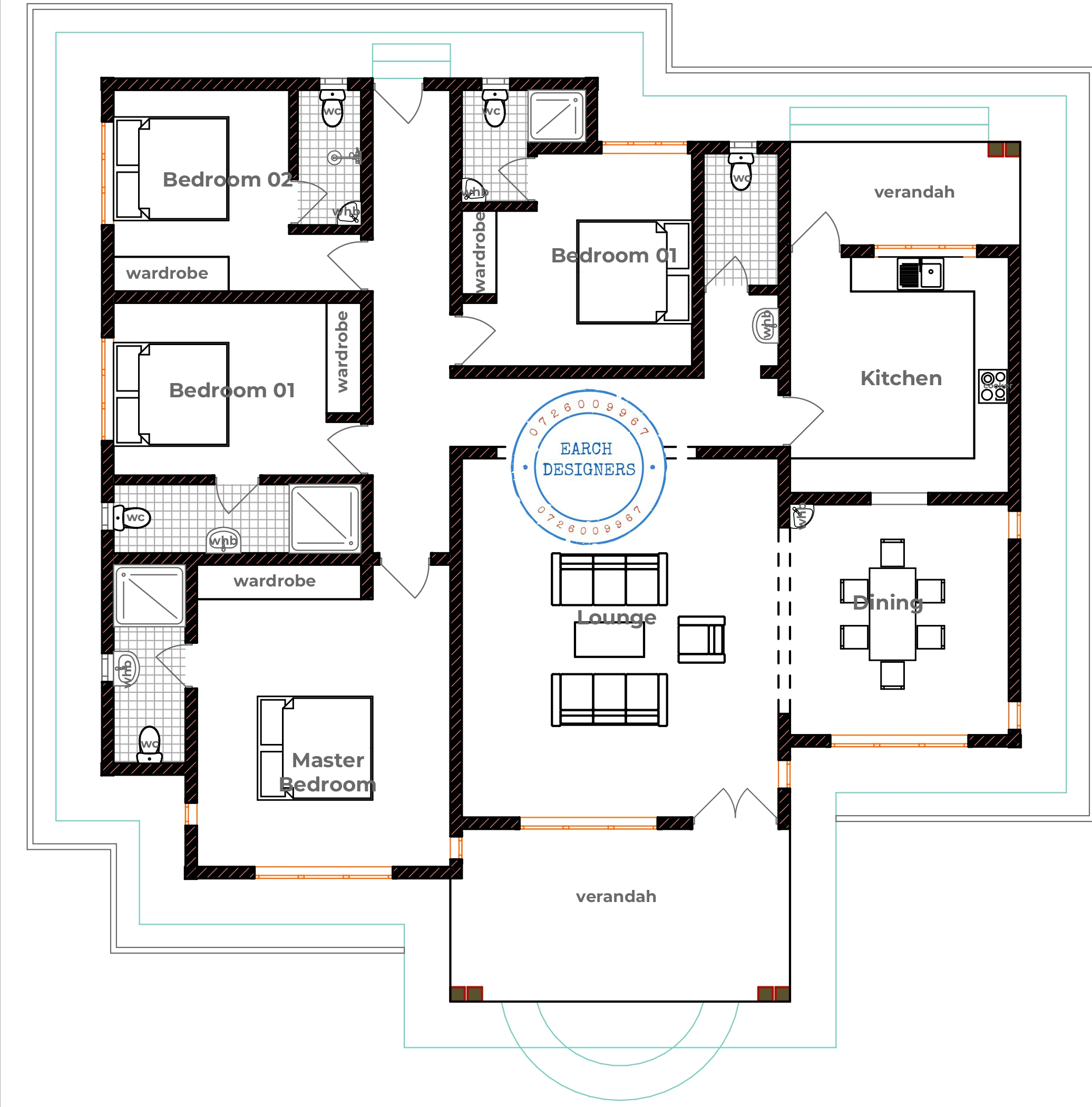 4 Bedroom Bungalow plan With Measurement 4 Bedroom Bungalow plan With Measurement