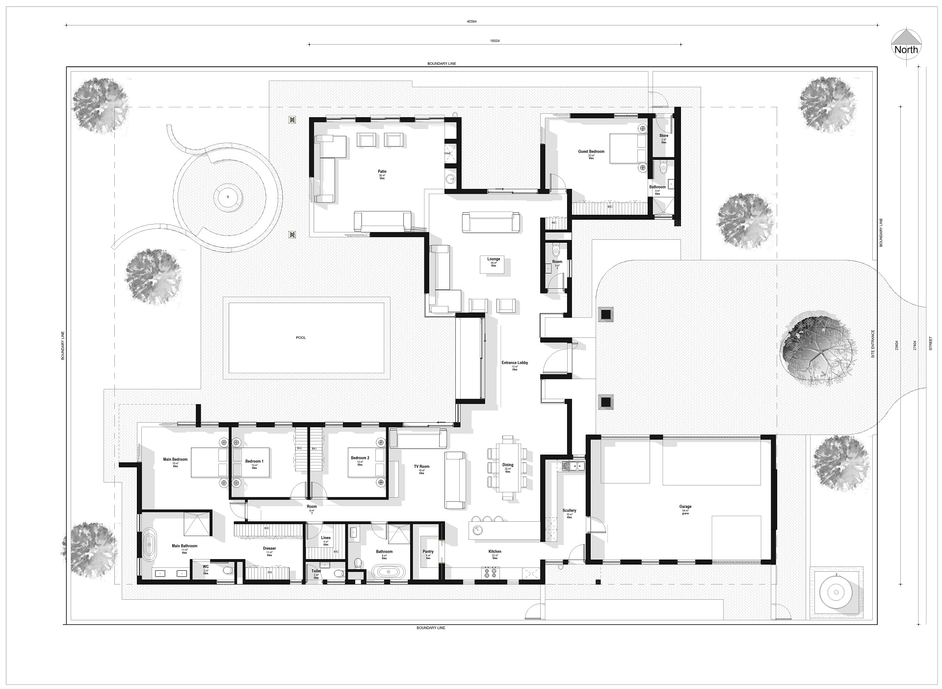 4 Bedroom House 4B 3B 3G 418 Architect Plan