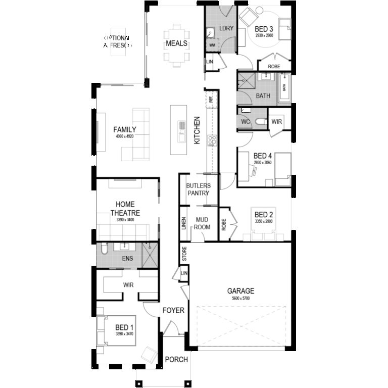 4 Bedroom House Single Storey House Plans