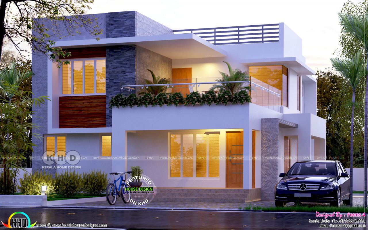 4 Bedroom Modern Flat Roof House Plan Kerala Home Design And Floor Plans 10K Dream Houses 4 Bedroom Modern Flat Roof House Plan Kerala Home Design And Floor Plans 10K Dream Houses