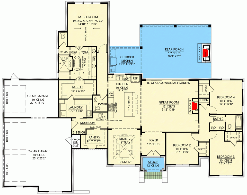 4 Bedroom Modern French Country House Plan With Private Master Wing 2674 Sq Ft Floor Plan Luxe Dreamer