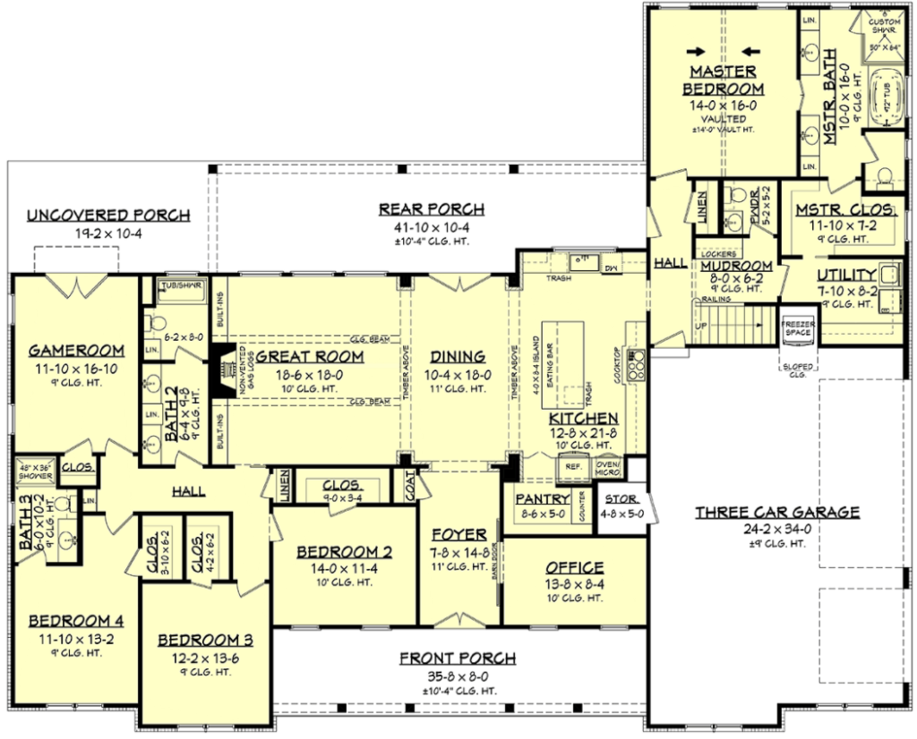 4 Bedroom Southern Style Home Plan 4 Bedroom Southern Style Home Plan