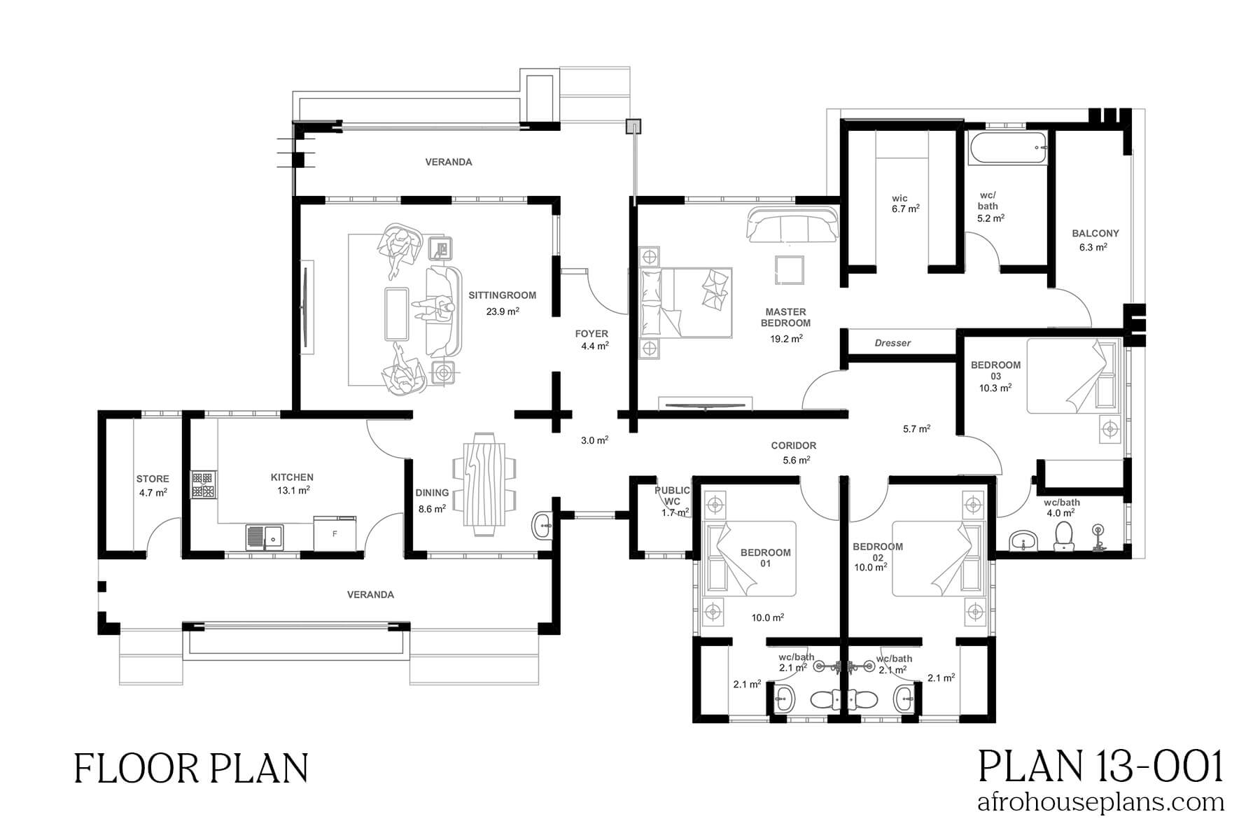 4 Bedrooms Bungalow House Plan AfroHousePlans 4 Bedrooms Bungalow House Plan AfroHousePlans
