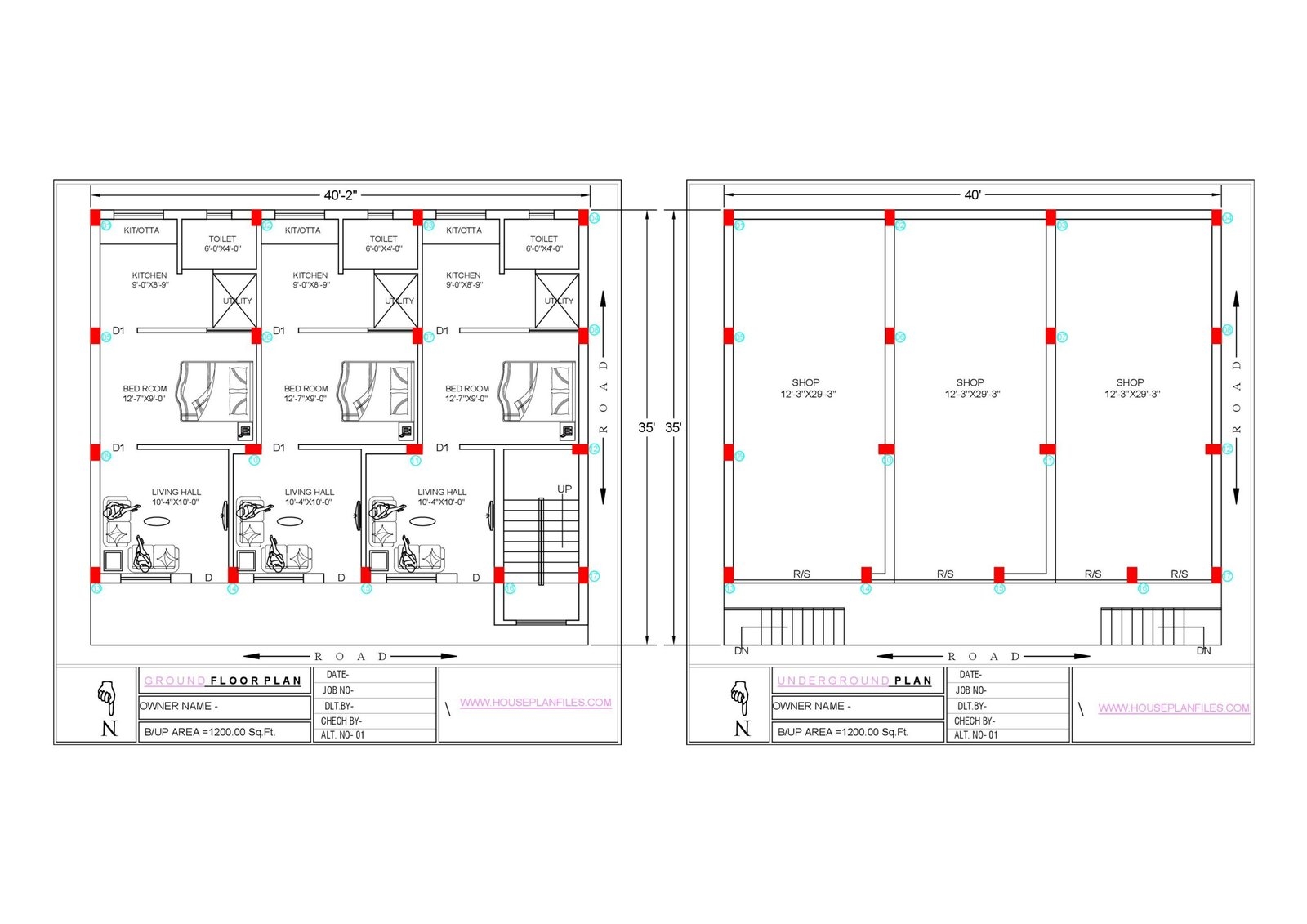 40x 35 Three Bedroom House Plans 40x 35 Three Bedroom House Plans