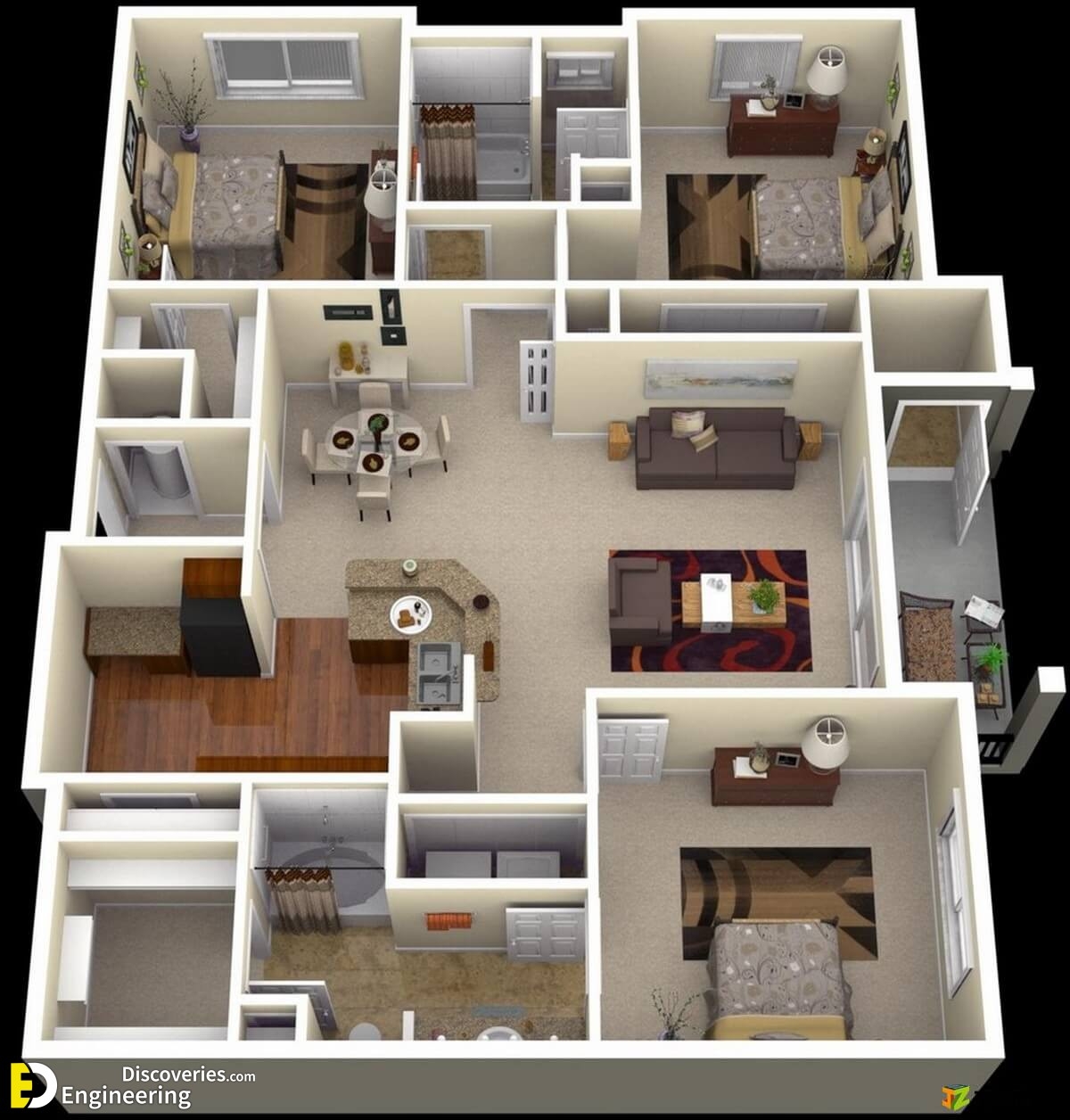 40 Amazing 3 Bedroom 3D Floor Plans Engineering Discoveries 40 Amazing 3 Bedroom 3D Floor Plans Engineering Discoveries