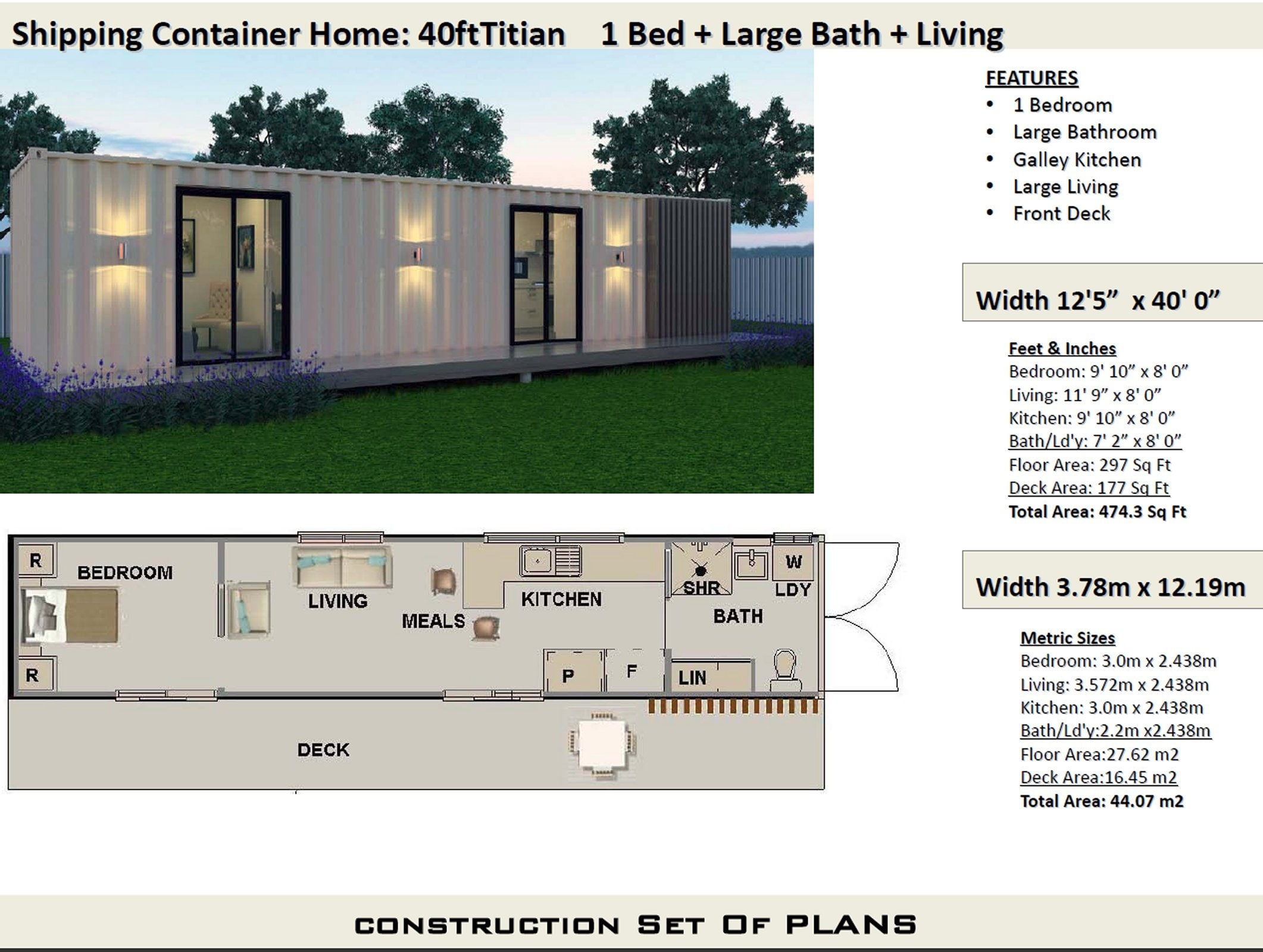 1 Bedroom Container House Plans
