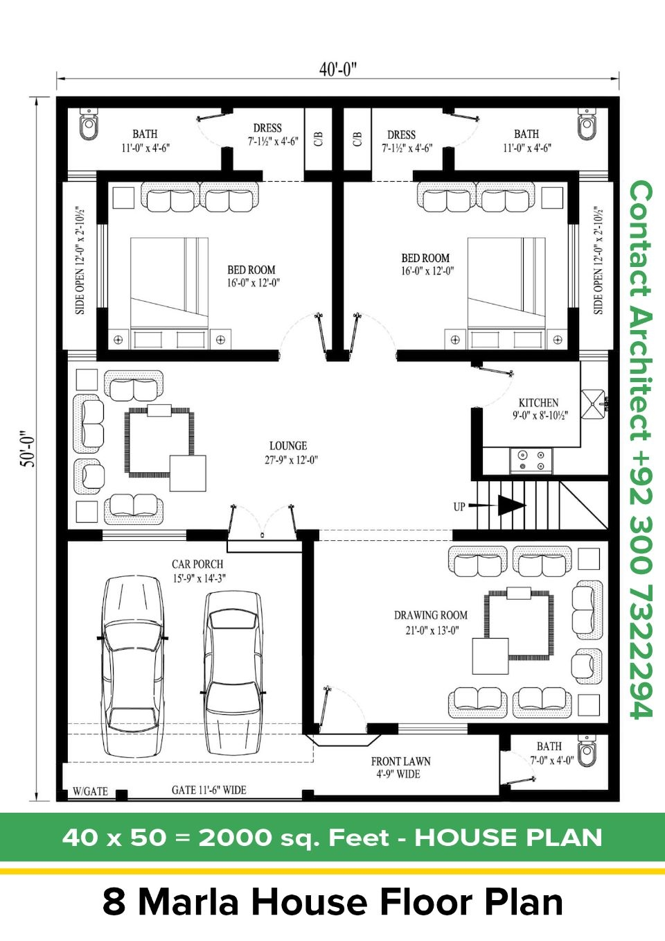 40x50 House Plan 8 Marla Floor Plan 2 Bedroom Floor Plan 40x50 House Plan 8 Marla Floor Plan 2 Bedroom Floor Plan