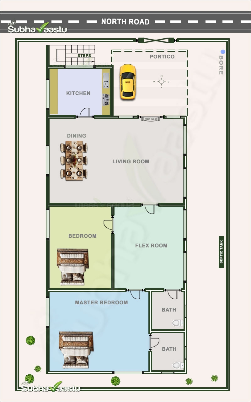 40X60 Feet North Facing Vastu House Floor Plan 30X40