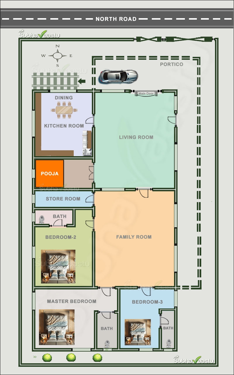 40X60 Feet North Facing Vastu House Floor Plan 30X40