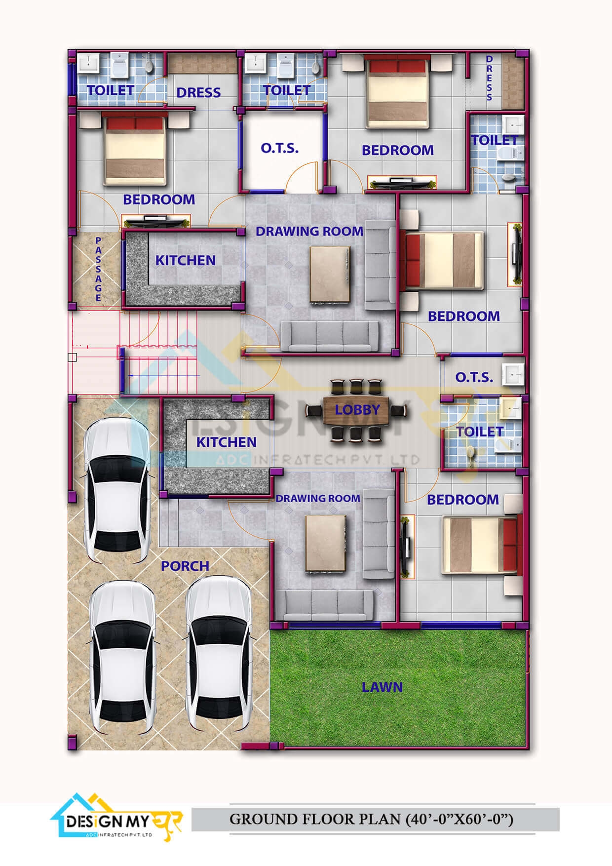 40X60 House Plan East Facing 2400 Square Feet 3D House Plans 40 60 Sq Ft House Plan 2bhk House Plan 3bhk House Plan West Facing House Plan As Per Vastu House Plan With