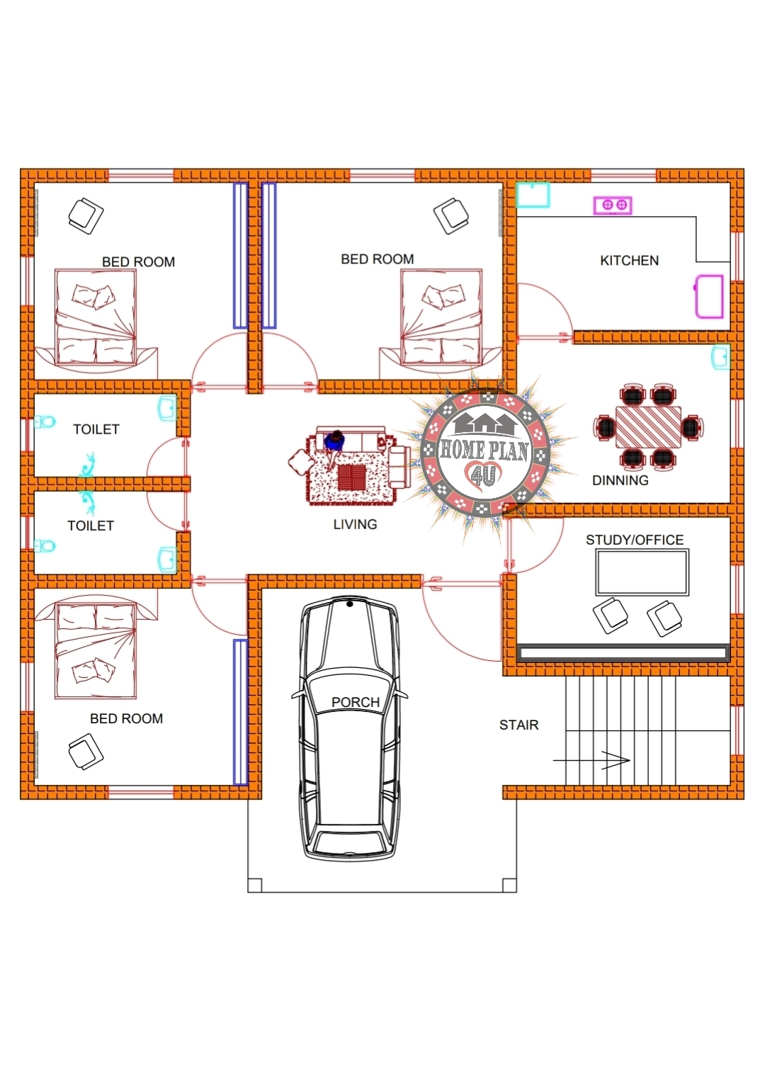 44 X 44 HOUSE PLAN II 44 X 44 HOUSE DRAWING II PLAN 105 44 X 44 HOUSE PLAN II 44 X 44 HOUSE DRAWING II PLAN 105