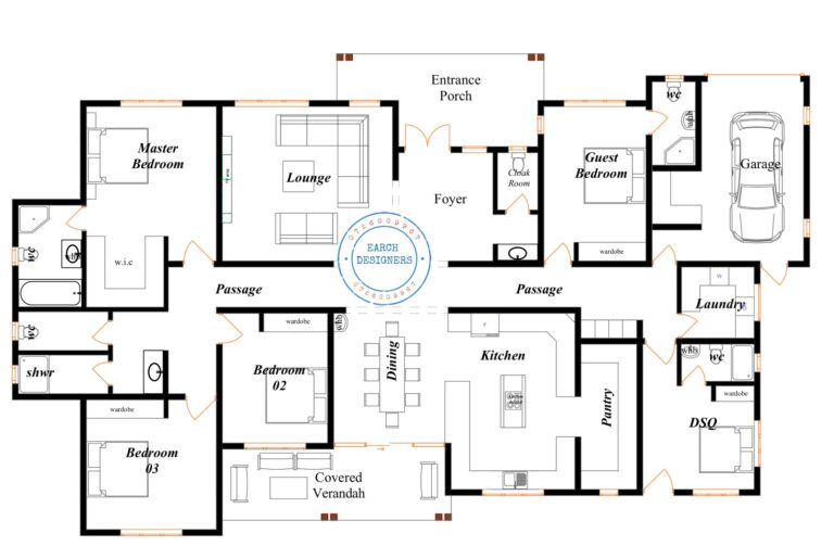 5 Bedroom Bungalow DSQ plan With Measurement 