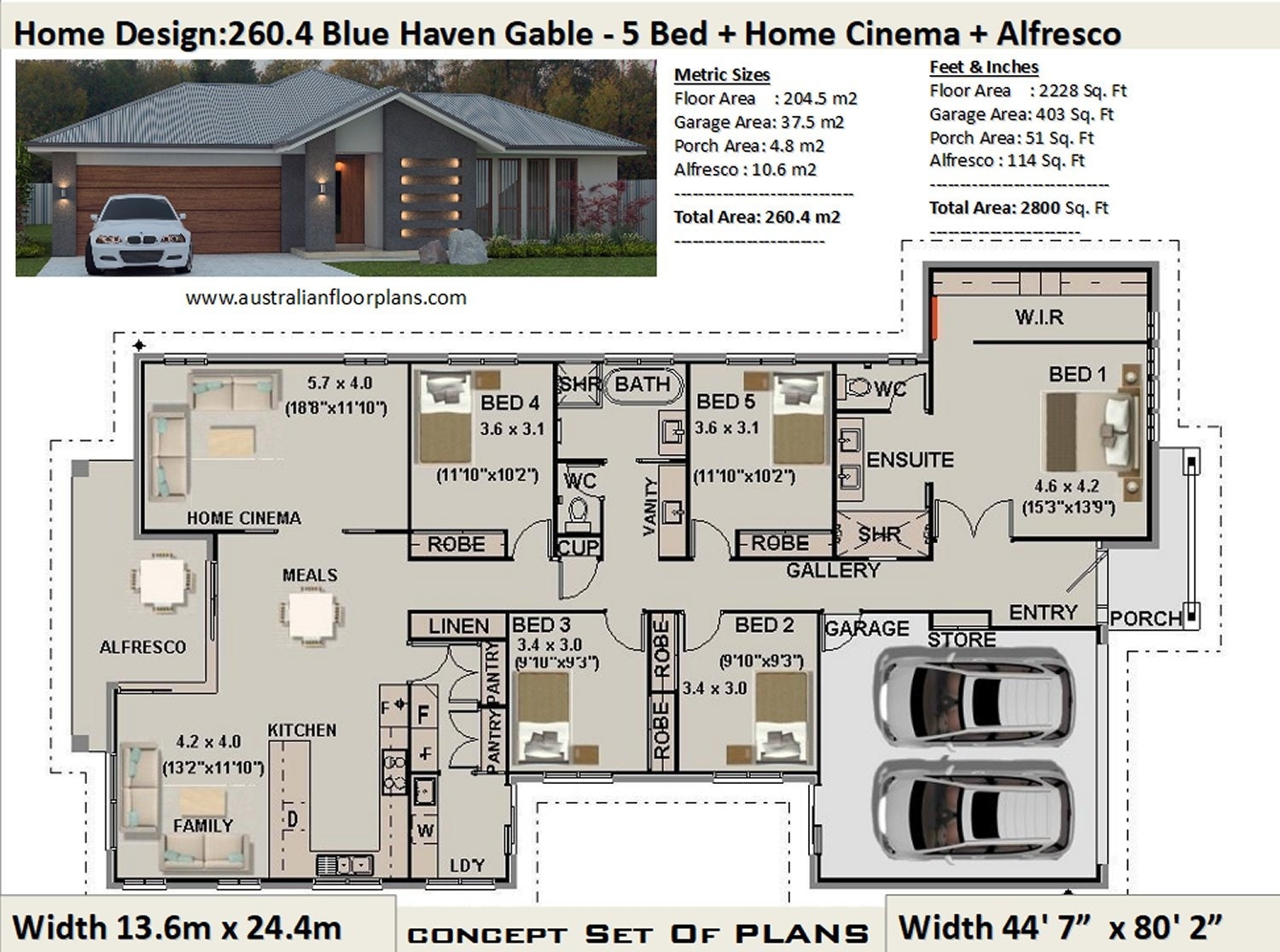 5 Bedroom House Plans Australia 260 4 M2 Or 2800 Sq Feet 5 