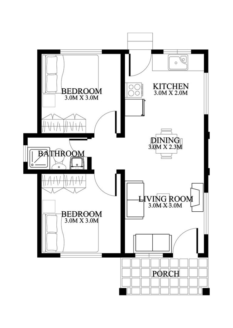 5 Small And Simple 2 Bedroom House Designs With Floor Plans