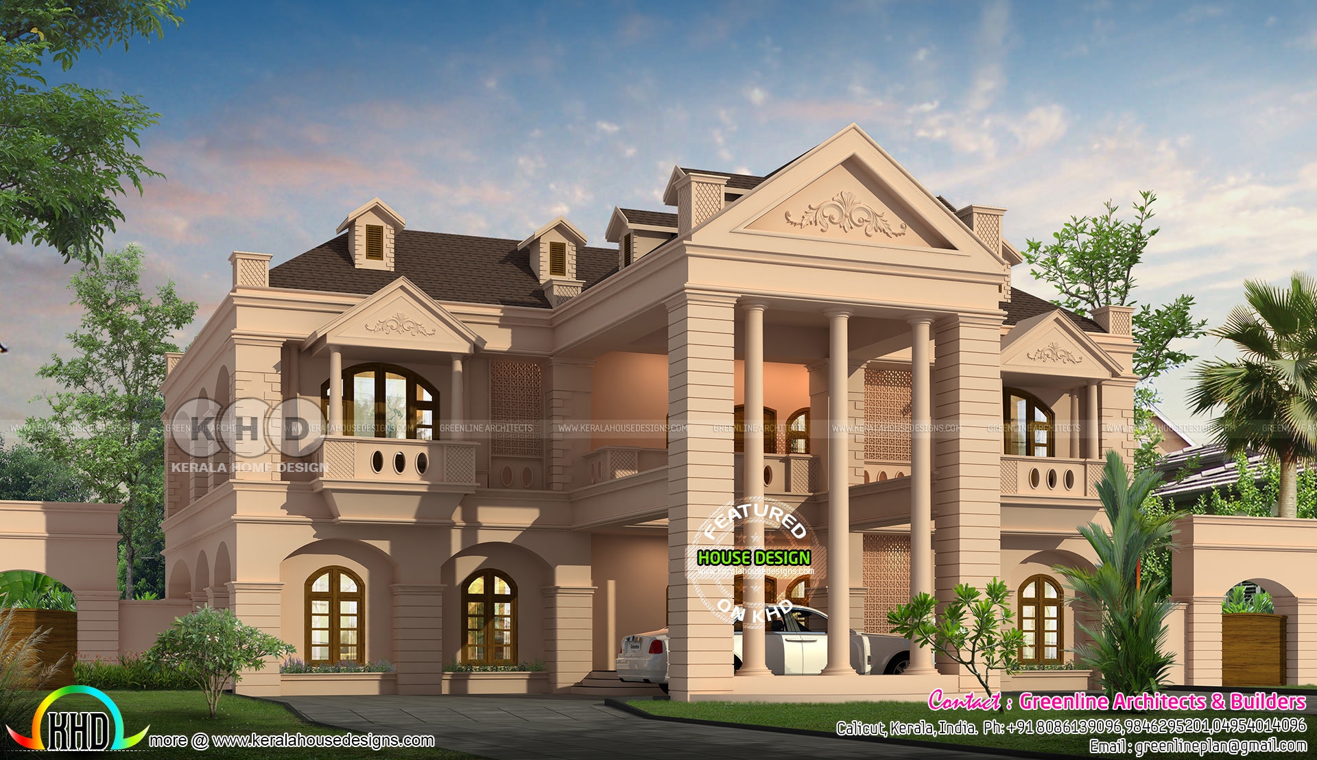 6 Bedroom Luxurious Colonial House Plan Kerala Home Design And 