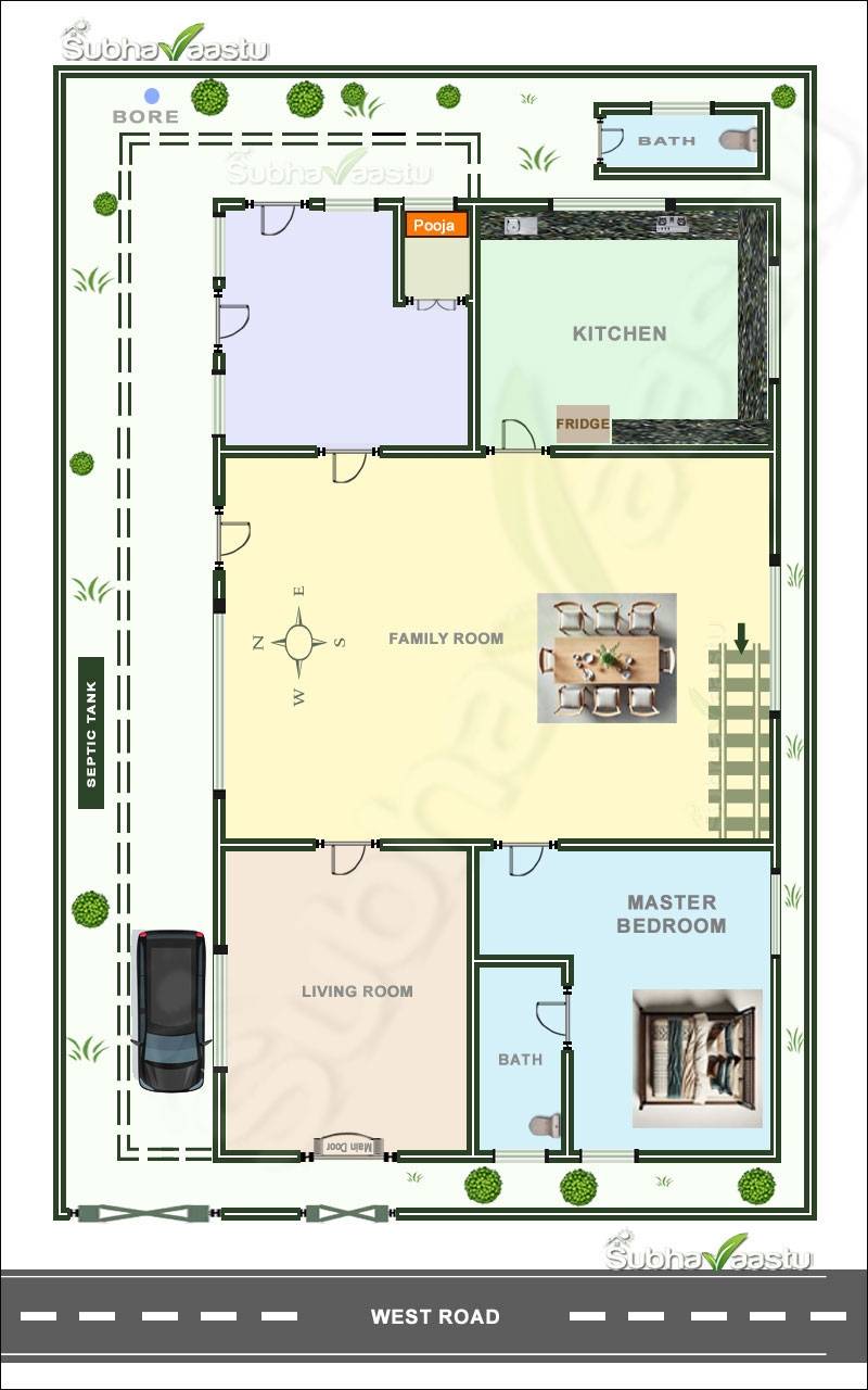 Accommodating Customized West Facing Vastu House Floor Plan