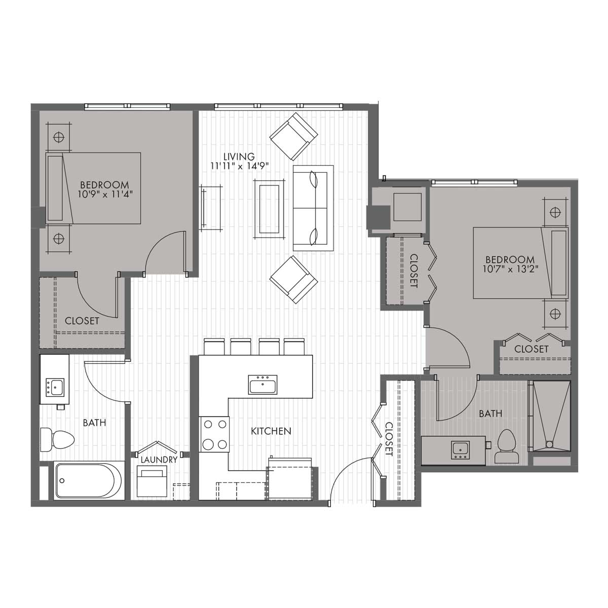 Two Bedroom House Apartment Floor Plans
