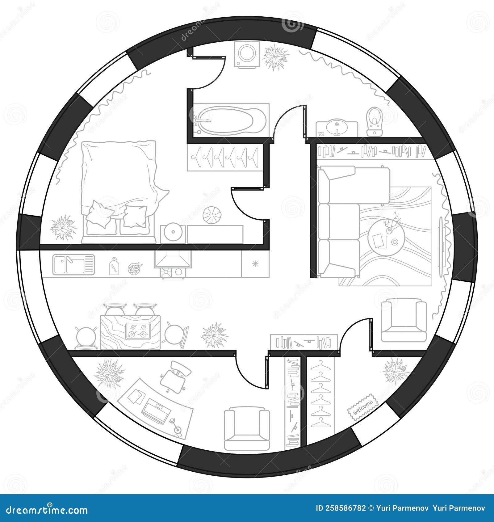 Architectural Plan Of Round House Professional Layout With 