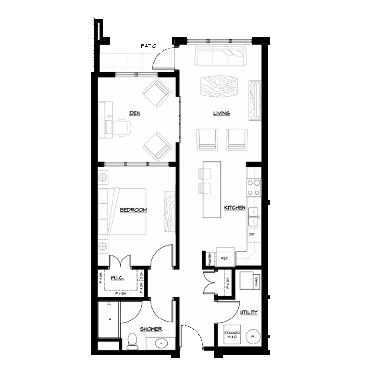 B One Bedroom Plus Den Warrior Will Rose Apartments