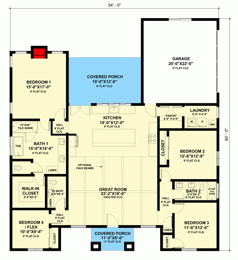 Balanced Face Contemporary Ranch House Plan Under 2100 Square Feet With Flex Room 420111WNT Architectural Designs House Plans