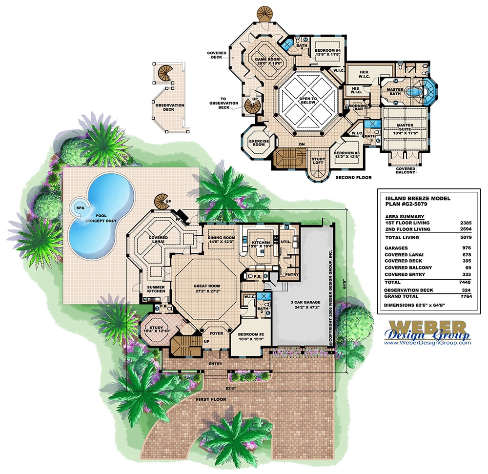 Beach House Plan 2 Story Coastal Caribbean Home Plan With Pool