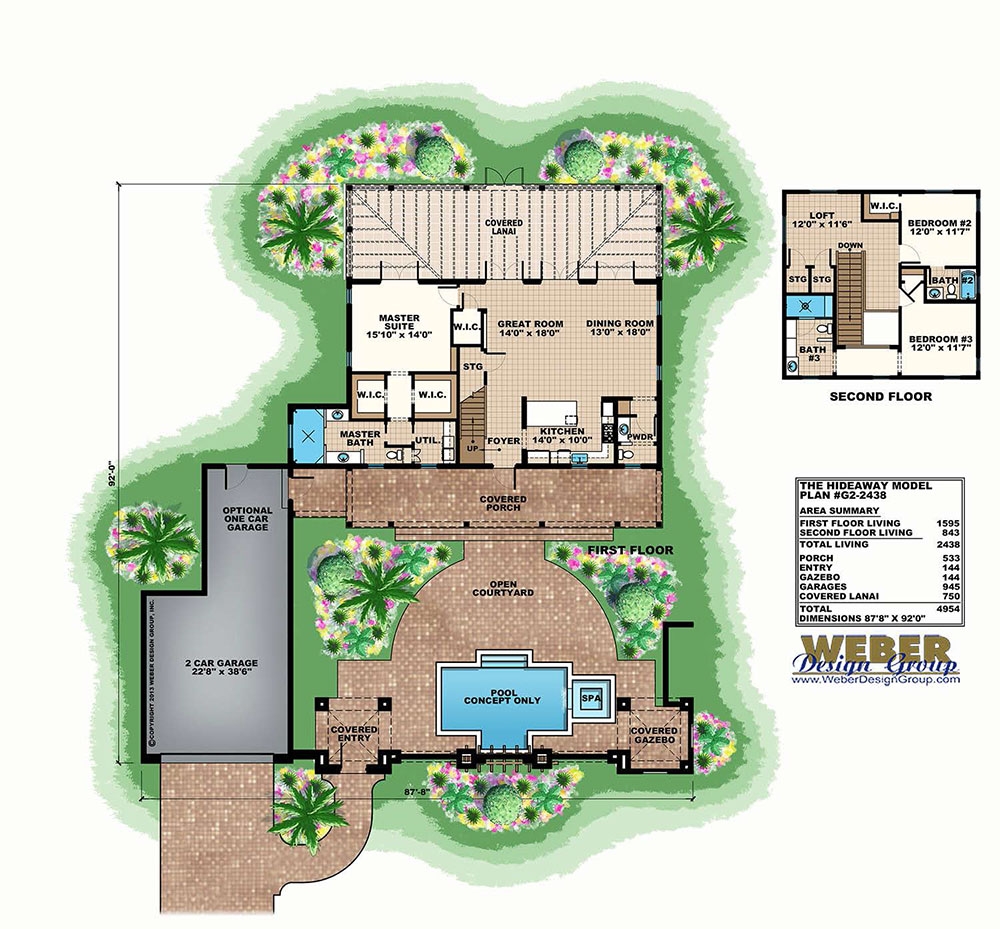 Beach House Plan 2 Story Home Floor Plan With Courtyard U0026 Pool