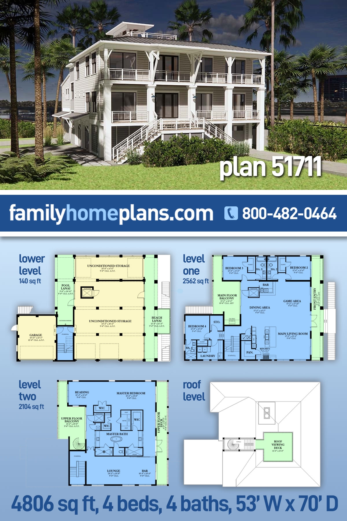 4-Bedroom Beach House Floor Plan 4-Bedroom Beach House Floor Plan
