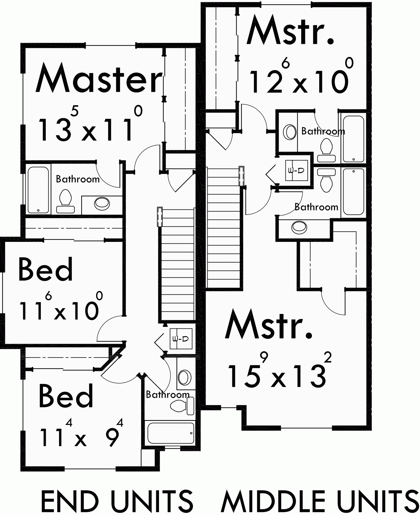 Craftsman Townhouse Row House Floor Plans F 540 Bruinier 
