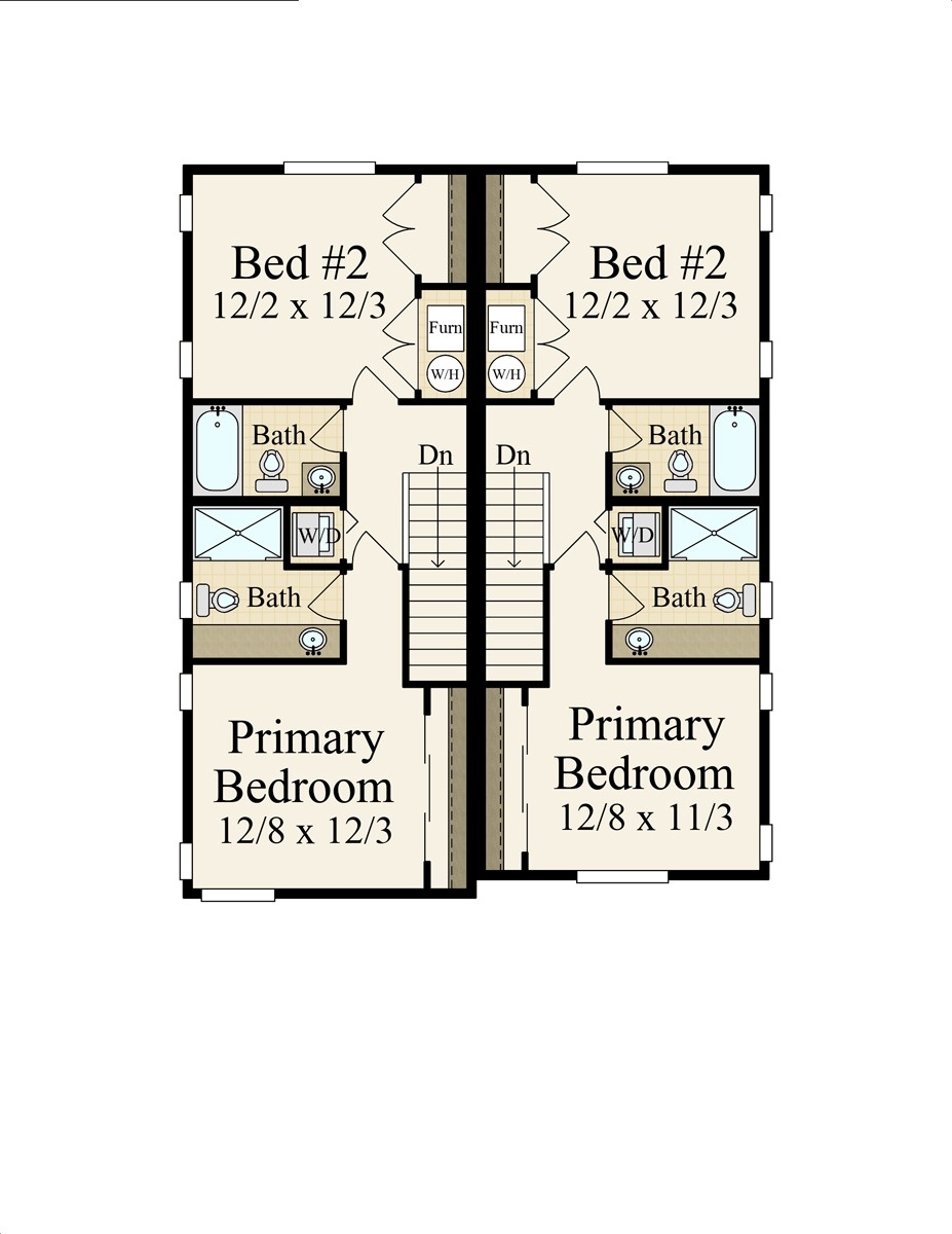 Duet House Plan Modern Townhouse Home Design MM 1550 2