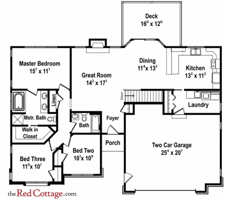Efficient 3 Bedroom House Plans The Red Cottage