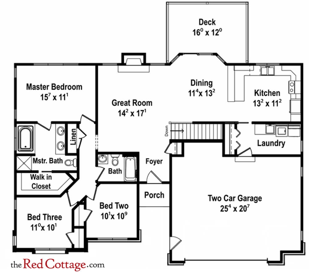 Efficient 3 Bedroom House Plans The Red Cottage