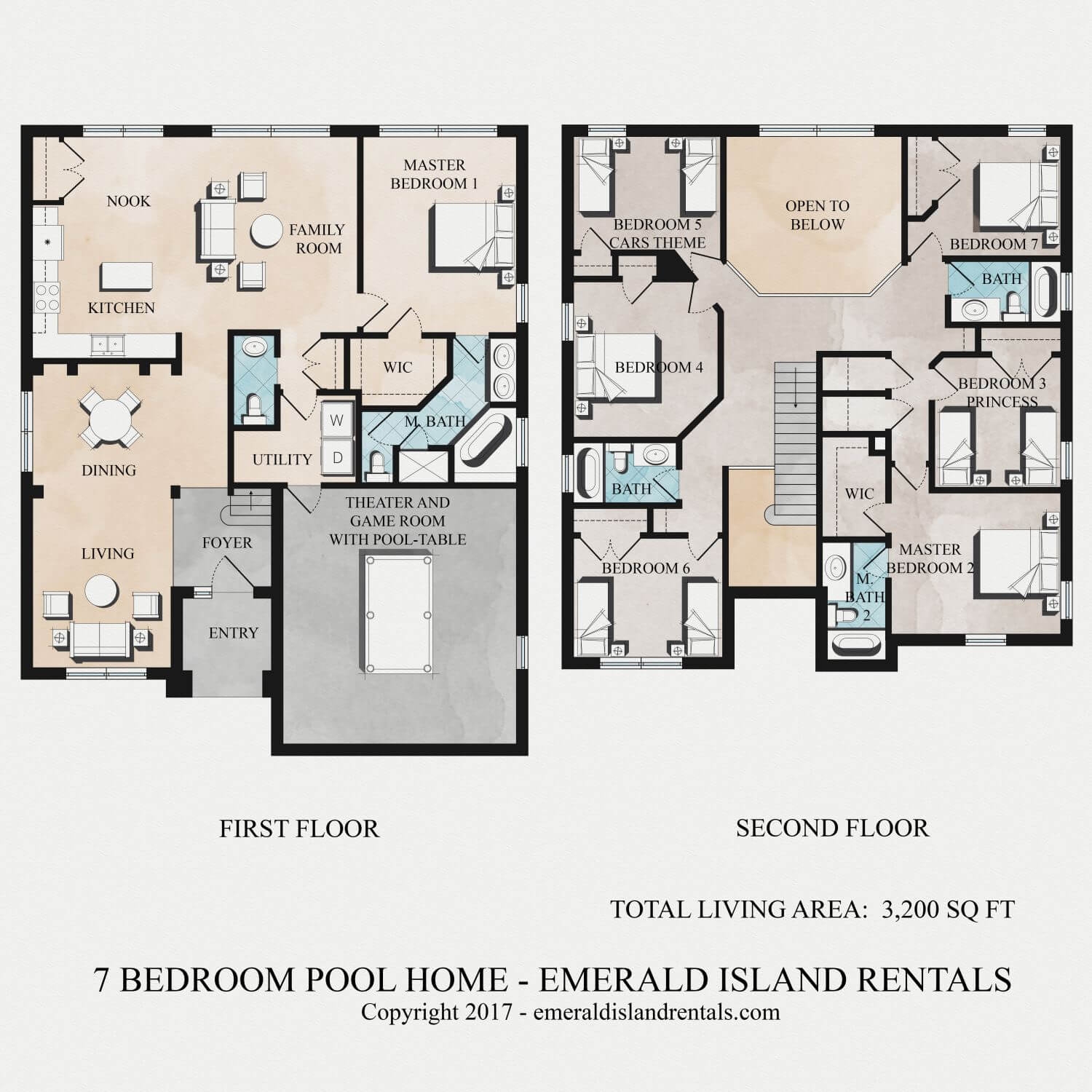 Emerald Island Rentals Simba s Magic 7 Bed Villa Floor Plan
