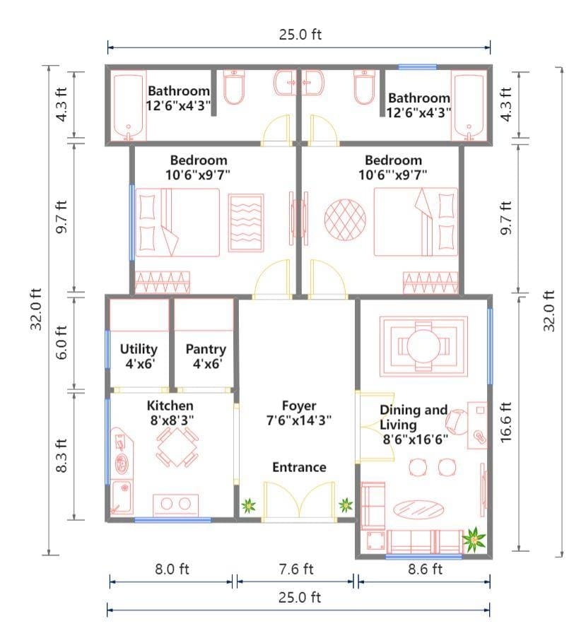 Five 800 square feet House Plan Examples Five 800 square feet House Plan Examples