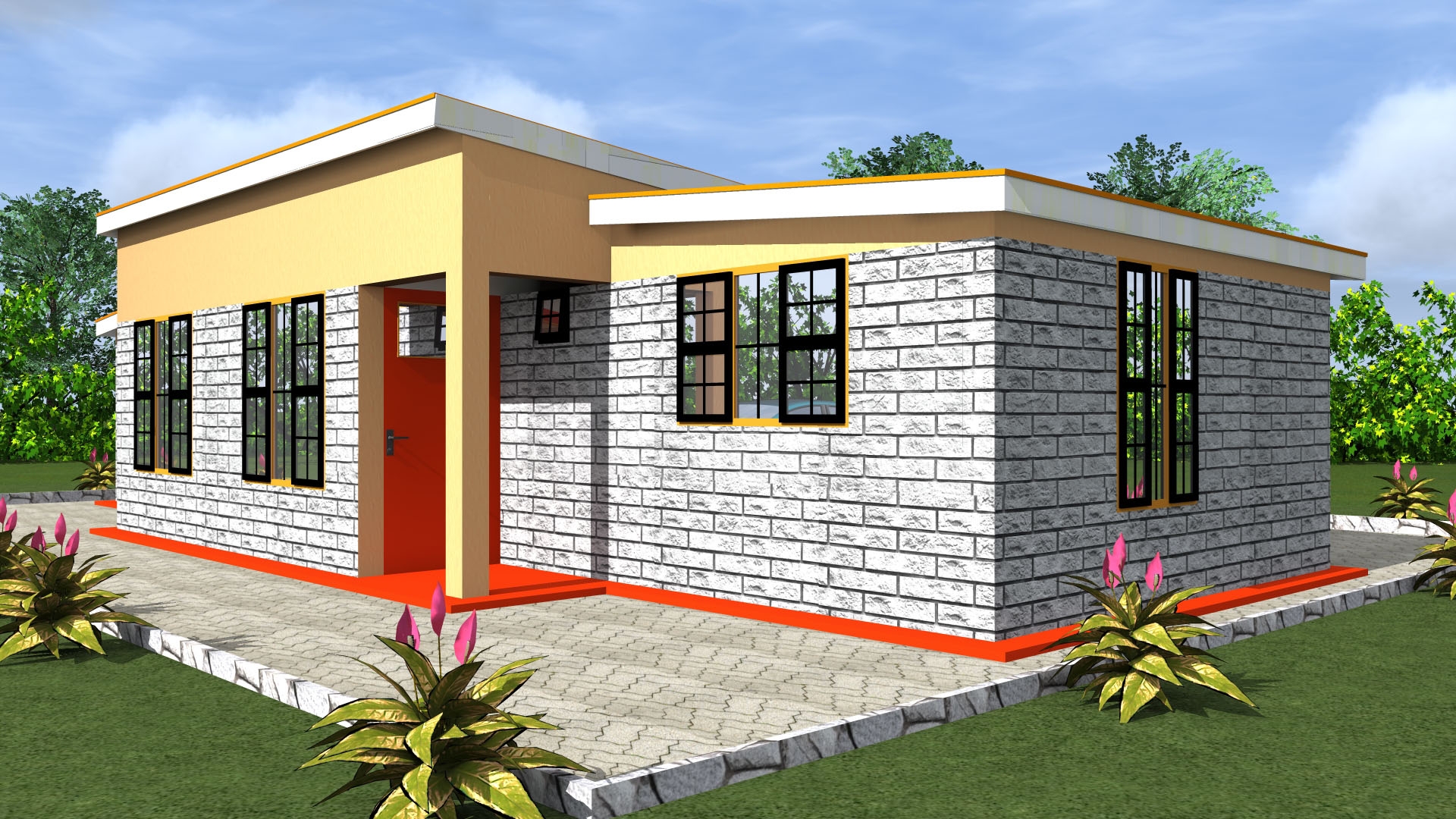 Flat Roof Simple 3 Bedroom Design RMC13 Ujenzi Forum Flat Roof Simple 3 Bedroom Design RMC13 Ujenzi Forum
