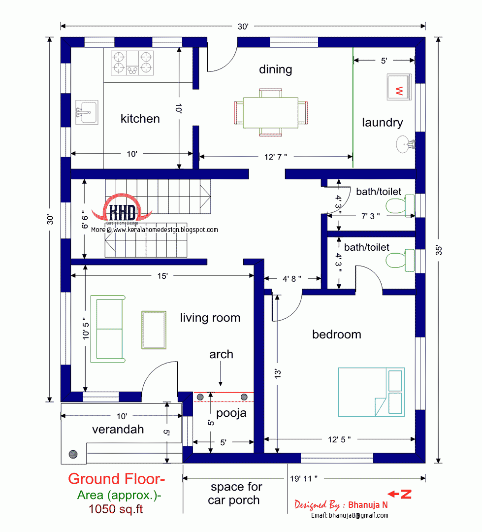 Floor Plan And Elevation Of 1925 Sq feet Villa Kerala Home 