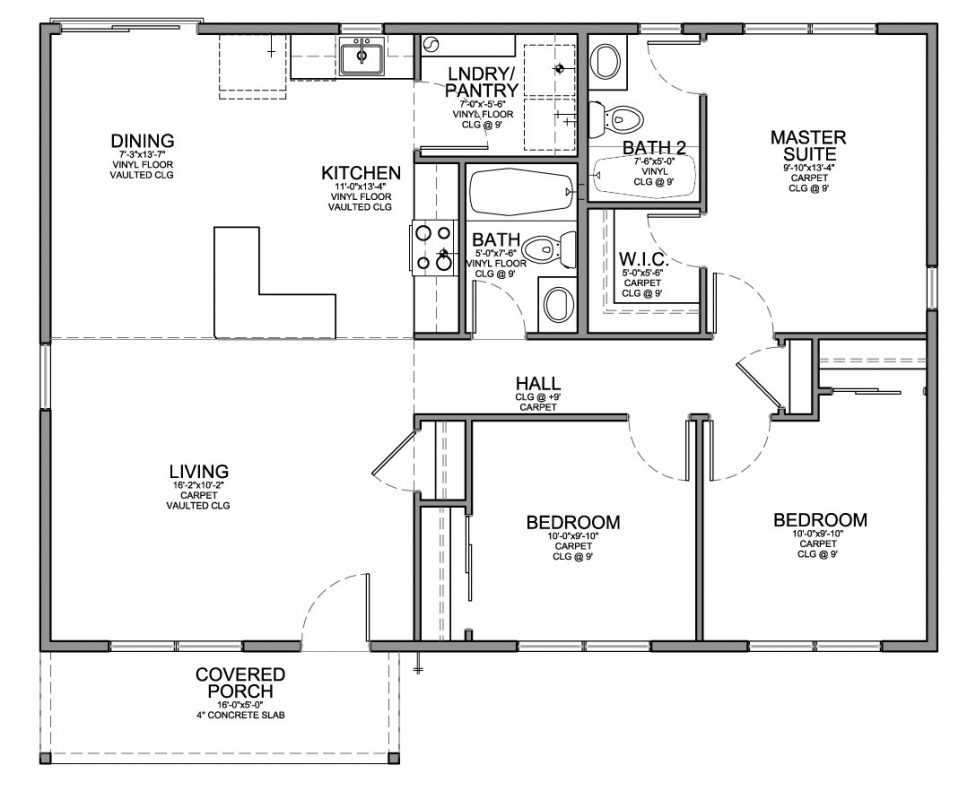 Floor Plan For Affordable 1 100 Sf House With 3 Bedrooms And 2 Bathrooms EVstudio Floor Plan For Affordable 1 100 Sf House With 3 Bedrooms And 2 Bathrooms EVstudio