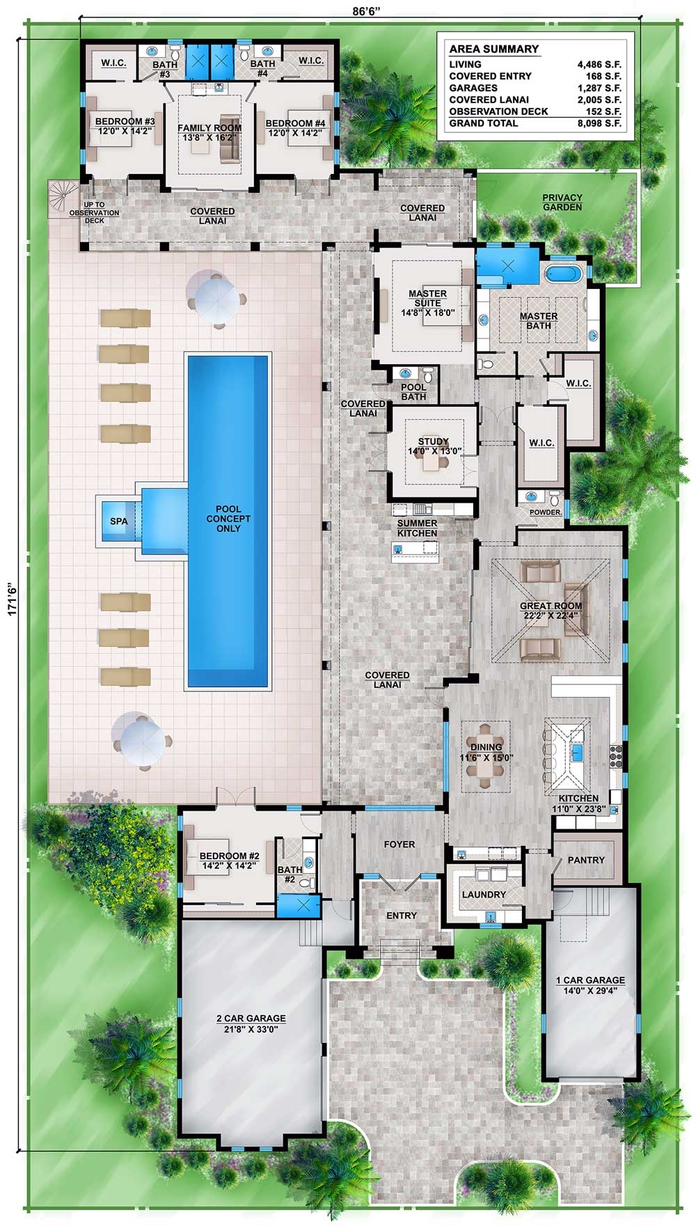 Florida House Plan With Guest Wing 86030BS Architectural Designs House Plans Florida House Plan With Guest Wing 86030BS Architectural Designs House Plans