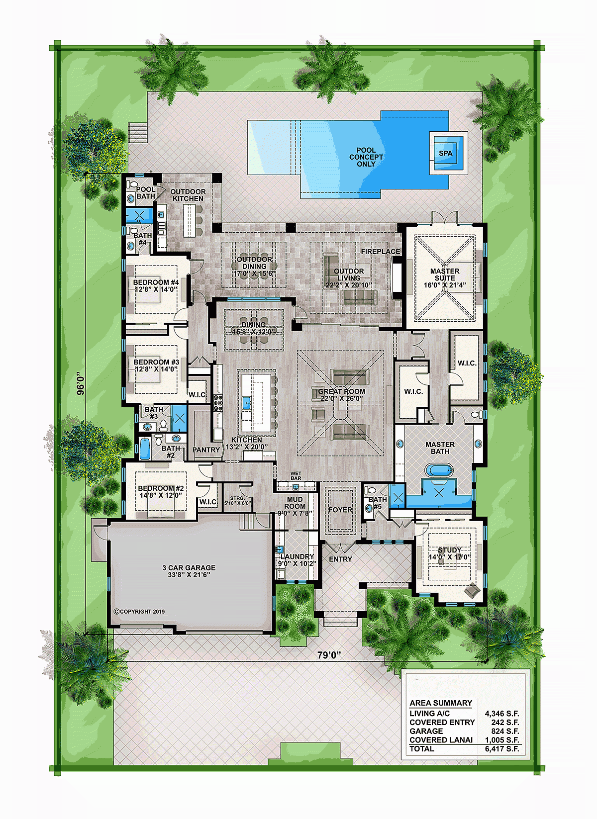 Florida Style House Plan 52961 With 5 Bed 6 Bath 3 Car Garage
