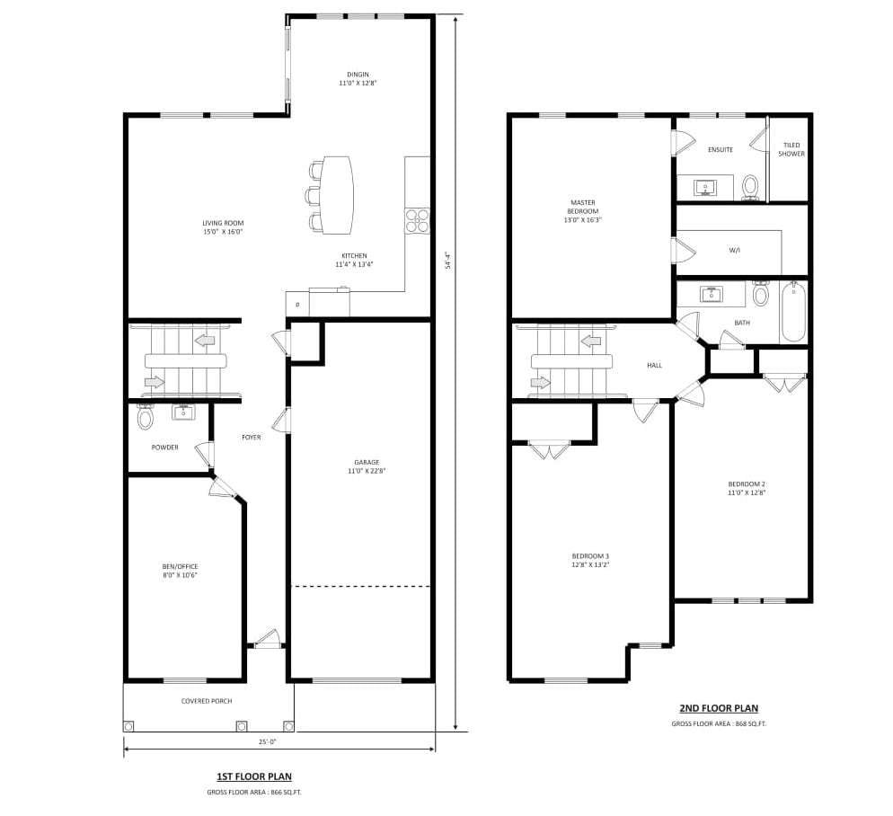 Three Bedroom Double Storey House Plans