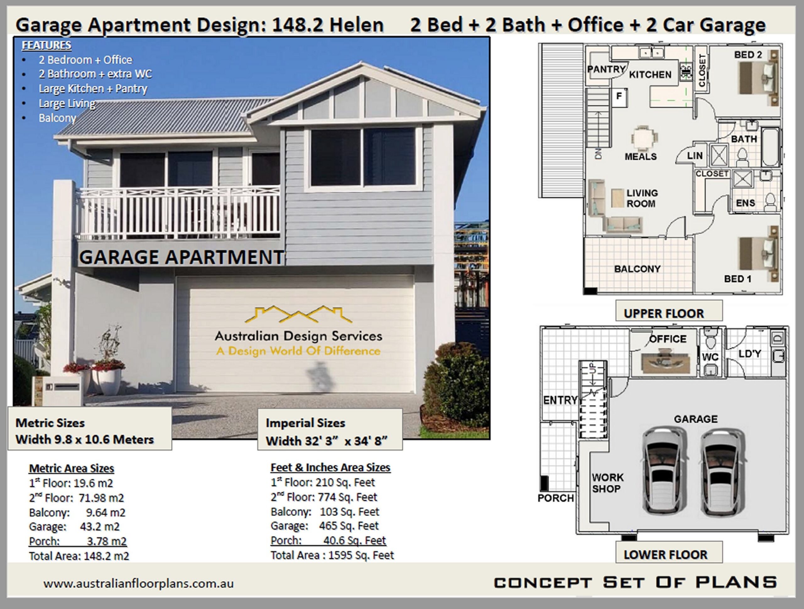 Garage Apartment Plan 2 Bed Office House Plan Area 148 2 M2 Garage Apartment Plan 2 Bed Office House Plan Area 148 2 M2