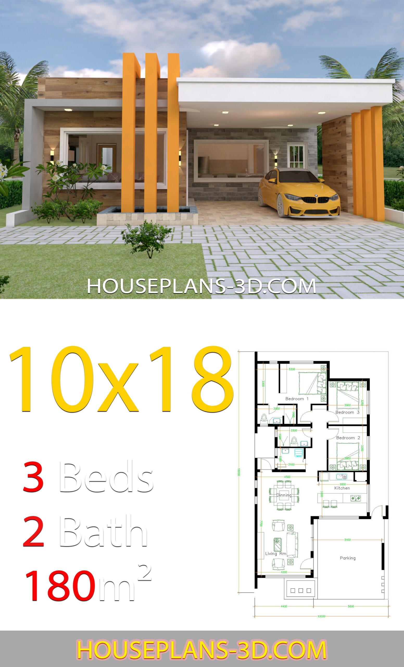 House Design 10x18 With 3 Bedrooms Terrace Roof House Plans 3D House Design 10x18 With 3 Bedrooms Terrace Roof House Plans 3D