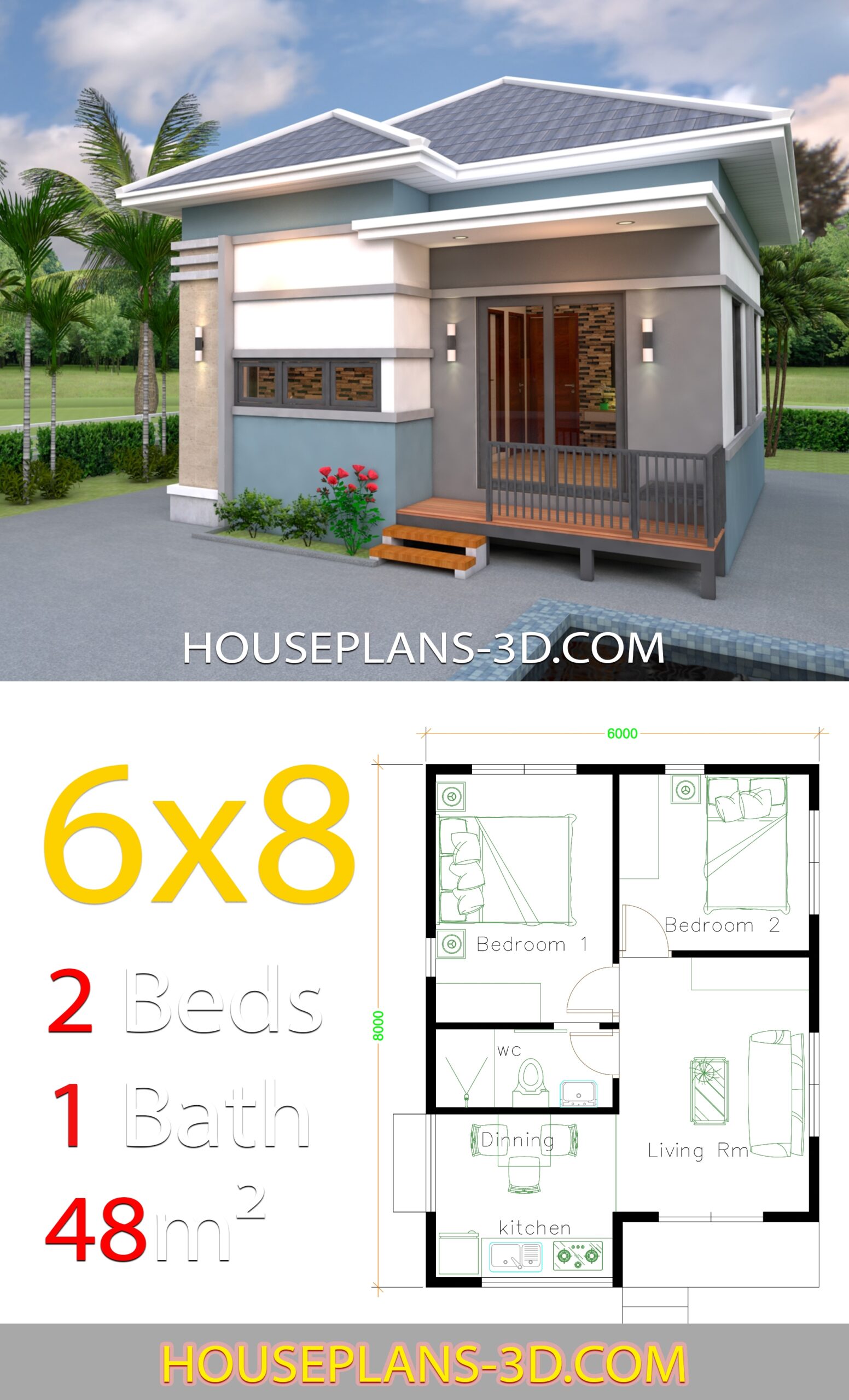 2 Storey 2 Bedroom House Plans