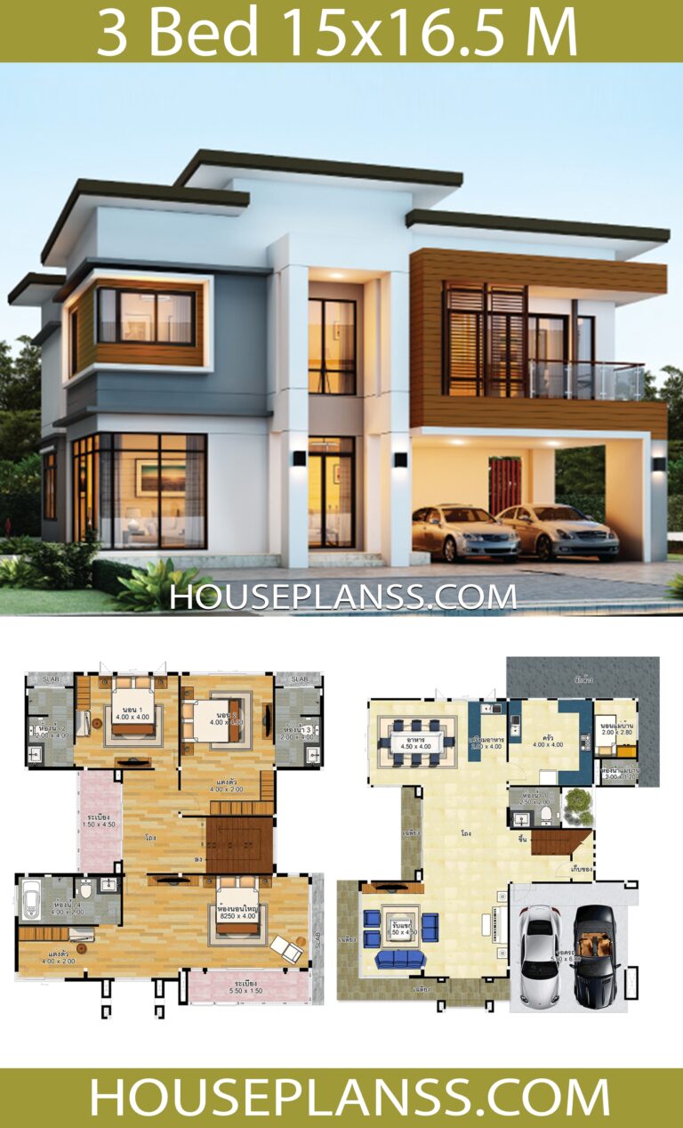 House Design Idea 15x16 5 With 3 Bedrooms House Plans 3D