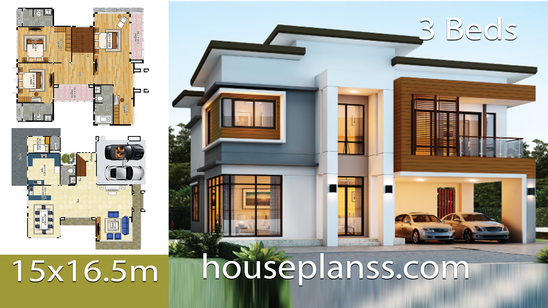 House Design Idea 15x16 5 With 3 Bedrooms House Plans 3D House Design Idea 15x16 5 With 3 Bedrooms House Plans 3D