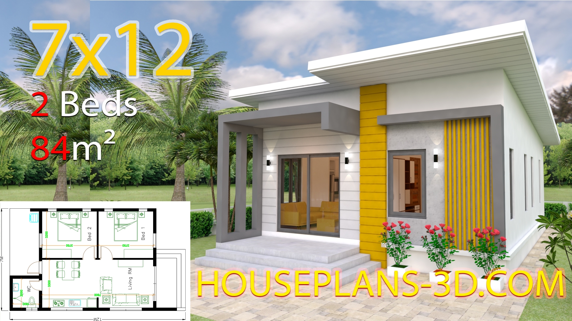House Design Plans 7x12 With 2 Bedrooms Full Plans House Plans 3D House Design Plans 7x12 With 2 Bedrooms Full Plans House Plans 3D