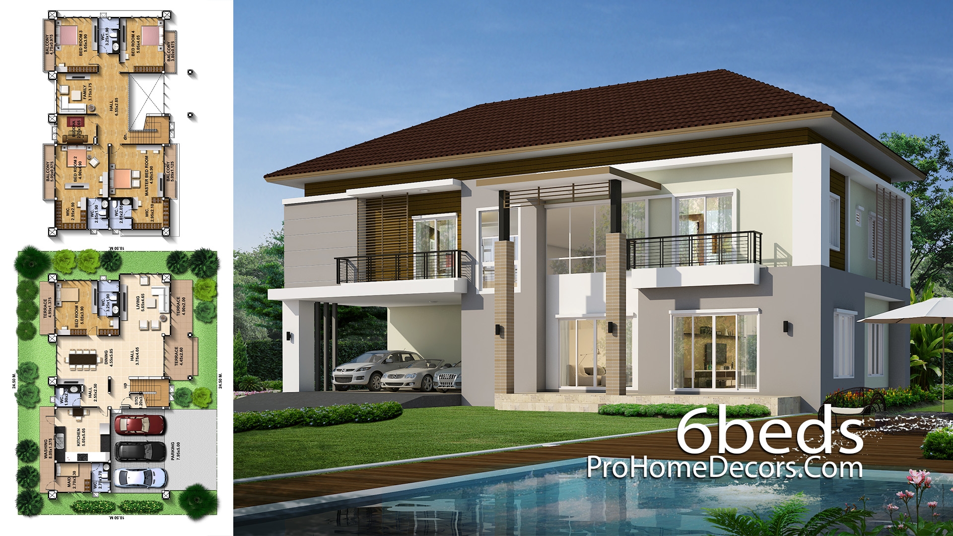 House Design Plot 24x18 Meter With 6 Bedrooms Pro Home DecorS