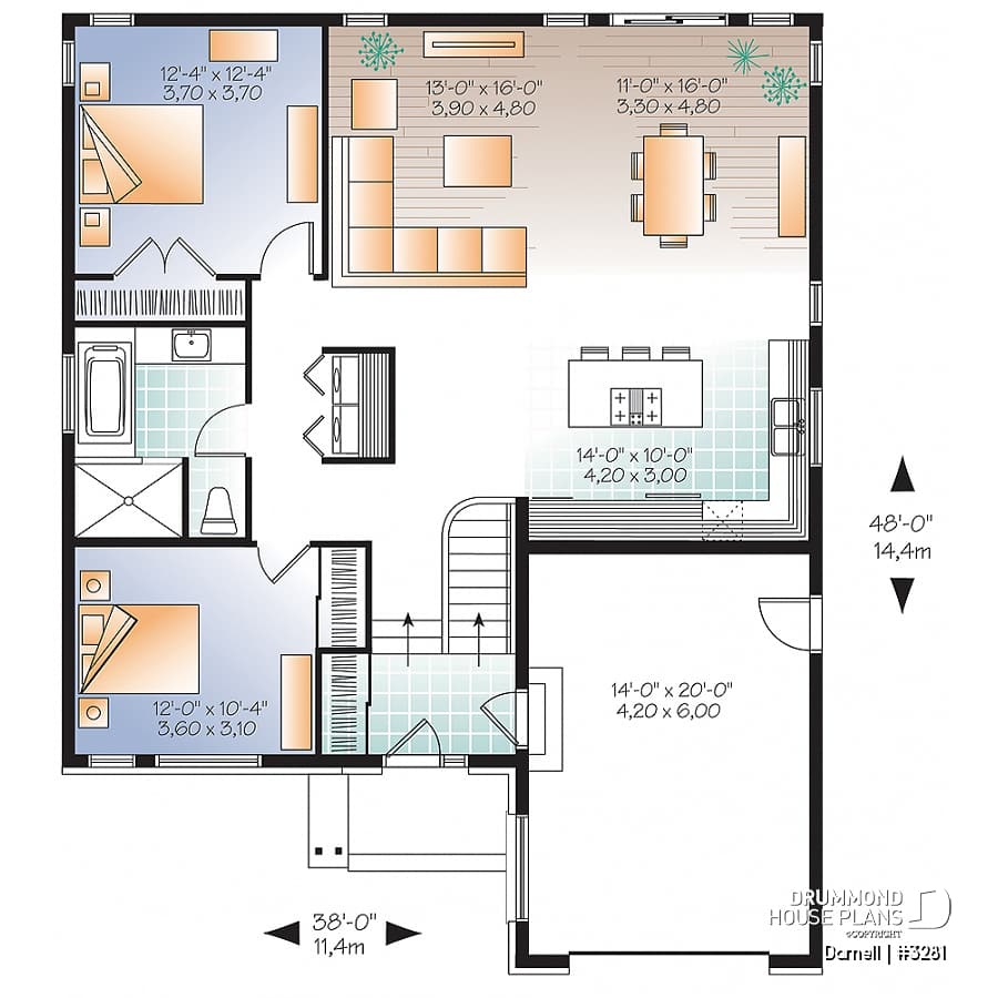 House Plan 2 Bedrooms 1 Bathrooms Garage 3281 Drummond House 