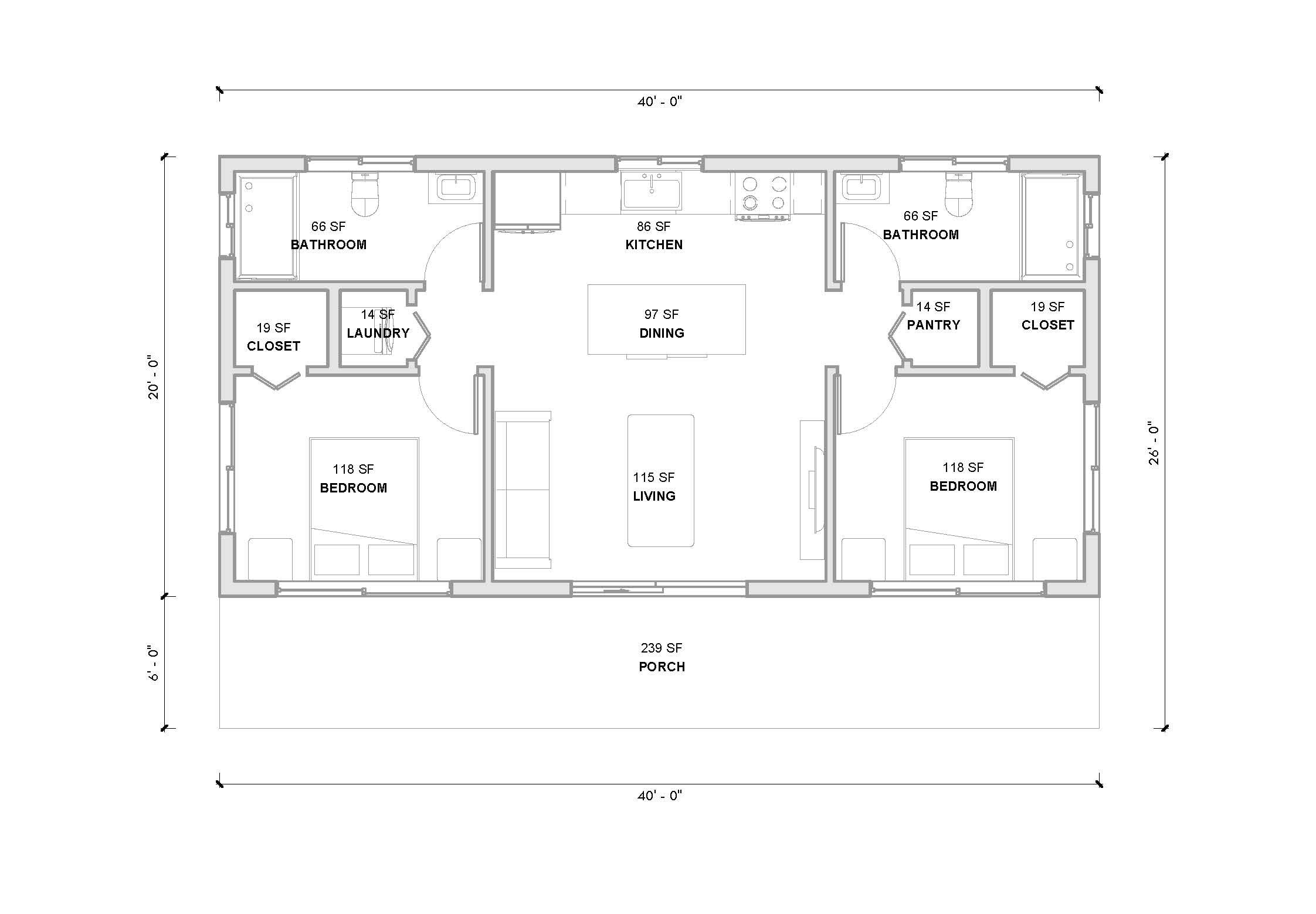 House Plan 2 Bedrooms 2 Bath 40 X20 Floor Plan 800 Sq Ft Small House Plan ADU House Floor Plan House Blueprint WE CUSTOMIZE Etsy House Plan 2 Bedrooms 2 Bath 40 X20 Floor Plan 800 Sq Ft Small House Plan ADU House Floor Plan House Blueprint WE CUSTOMIZE Etsy